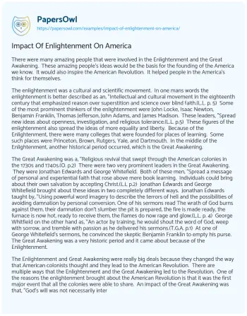 Essay on Impact of Enlightenment on America