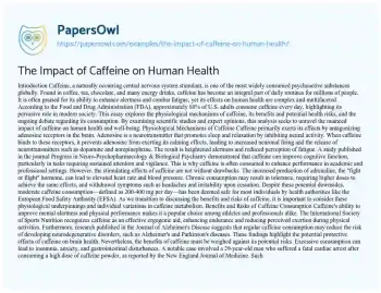 Essay on The Impact of Caffeine on Human Health