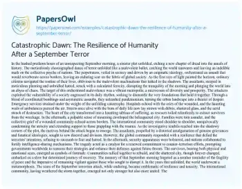 Essay on Catastrophic Dawn: the Resilience of Humanity after a September Terror