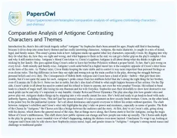 Essay on Comparative Analysis of Antigone: Contrasting Characters and Themes