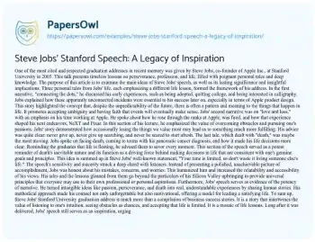 Essay on Steve Jobs’ Stanford Speech: a Legacy of Inspiration