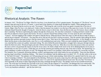 Essay on Rhetorical Analysis: the Raven