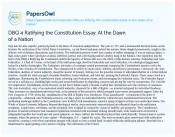 Essay on DBQ 4 Ratifying the Constitution Essay: at the Dawn of a Nation