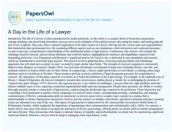 Essay on A Day in the Life of a Lawyer