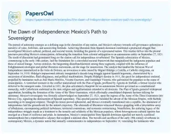 Essay on The Dawn of Independence: Mexico’s Path to Sovereignty