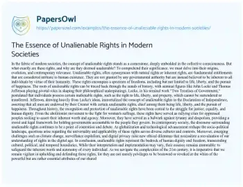 Essay on The Essence of Unalienable Rights in Modern Societies