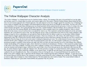 Essay on The Yellow Wallpaper Character Analysis