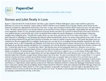 Essay on Romeo and Juliet Really in Love