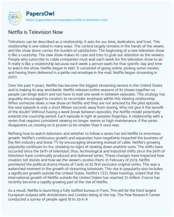 Essay on Netflix is Television Now