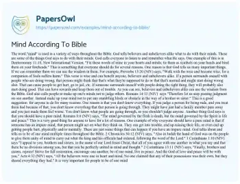 Essay on Mind According to Bible