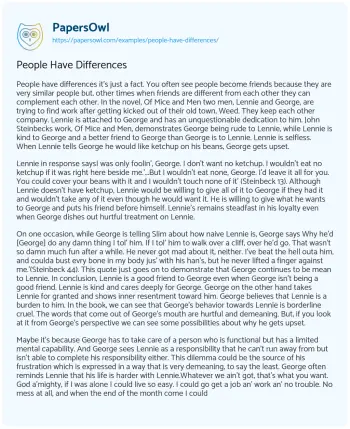 Essay on People have Differences