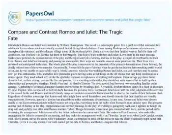 Essay on Compare and Contrast Romeo and Juliet: the Tragic Fate