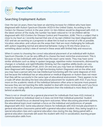 Essay on Searching Employment Autism