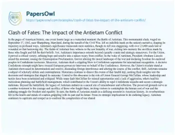 Essay on Clash of Fates: the Impact of the Antietam Conflict