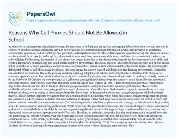 Essay on Reasons why Cell Phones should not be Allowed in School