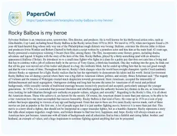 Essay on Rocky Balboa is my Heroe