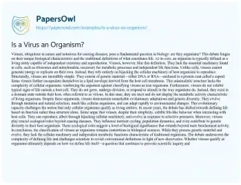 Essay on Is a Virus an Organism?