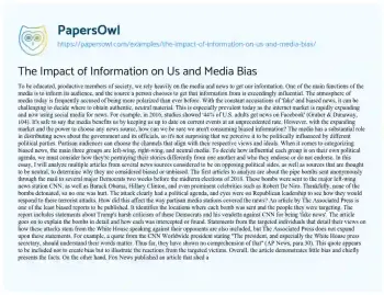 Essay on The Impact of Information on Us and Media Bias