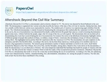 Essay on Aftershock: Beyond the Civil War Summary