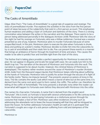 Essay on The Casks of Amontillado