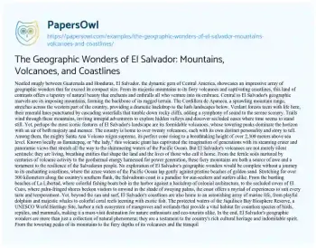 Essay on The Geographic Wonders of El Salvador: Mountains, Volcanoes, and Coastlines