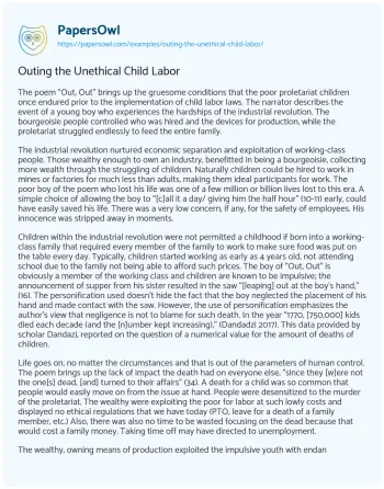 Essay on Outing the Unethical Child Labor