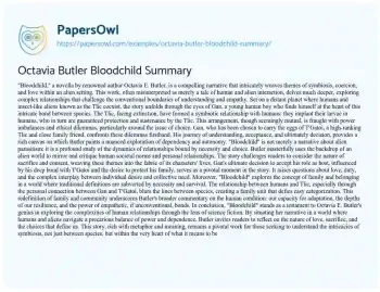 Essay on Octavia Butler Bloodchild Summary