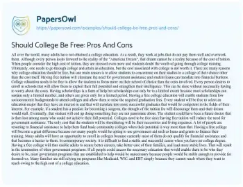 Essay on Should College be Free: Pros and Cons