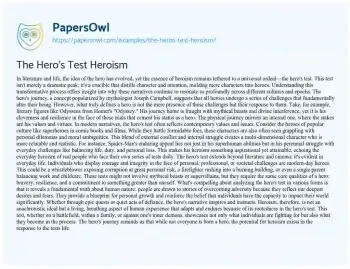 Essay on The Hero’s Test Heroism