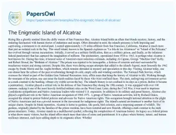 Essay on The Enigmatic Island of Alcatraz