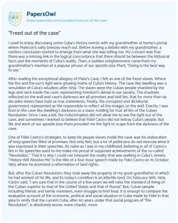 Essay on “Freed out of the Cave”