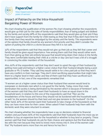 Essay on Impact of Patriarchy on the Intra-Household Bargaining Power of Women