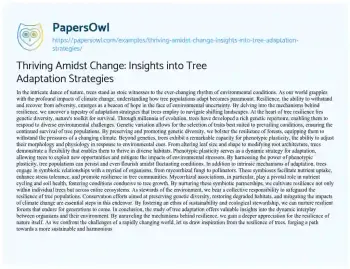 Essay on Thriving Amidst Change: Insights into Tree Adaptation Strategies