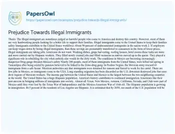 Essay on Prejudice Towards Illegal Immigrants