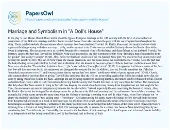 Essay on Marriage and Symbolism in “A Doll’s House”