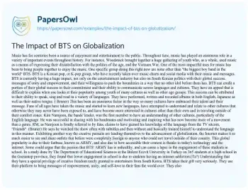 Essay on The Impact of BTS on Globalization