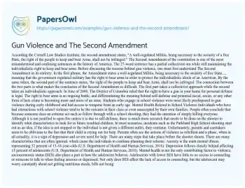 Essay on Gun Violence and the Second Amendment