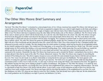 Essay on The other Wes Moore: Brief Summary and Arrangement