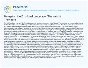 Essay on Navigating the Emotional Landscape: “The Weight they Bore”