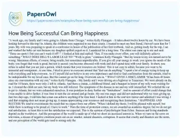 Essay on How being Successful Can Bring Happiness