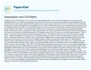 Essay on Segregation and Civil Rights