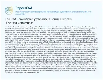 Essay on The Red Convertible Symbolism in Louise Erdrich’s “The Red Convertible”