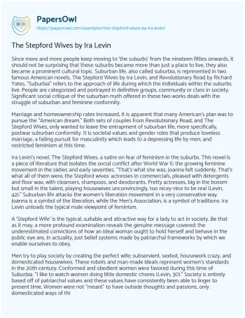 Essay on The Stepford Wives by Ira Levin