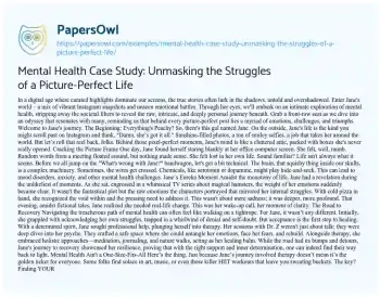 Essay on Mental Health Case Study: Unmasking the Struggles of a Picture-Perfect Life