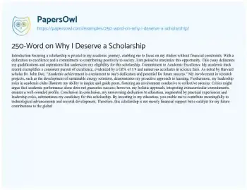 Essay on 250-Word on why i Deserve a Scholarship