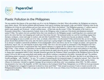 Essay on Environmental Issues in the Philippines