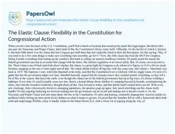 Essay on The Elastic Clause: Flexibility in the Constitution for Congressional Action