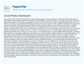 Essay on Social Media: Depression 