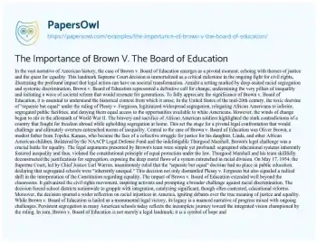 Essay on The Importance of Brown V. the Board of Education