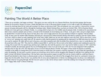 Essay on Painting the World a Better Place